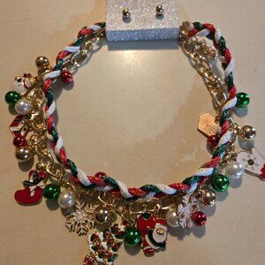 Corded necklace with christmas charms & beads.Great for holidays, NWT